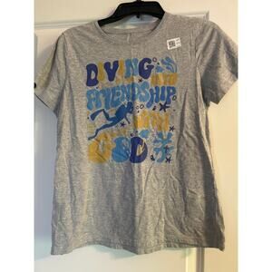 NWT Women's Diving Into Friendship with God Gray Short Sleeve T Shirt Size Med